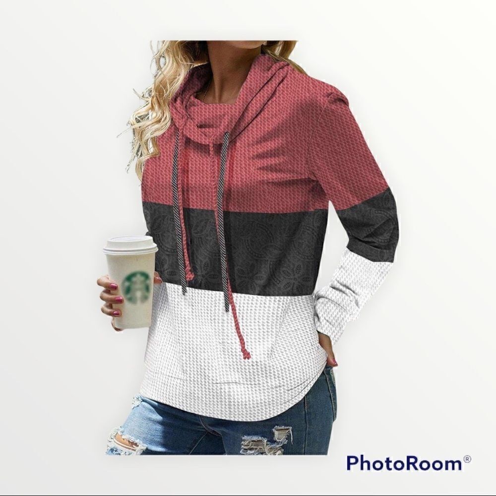 ROTITA Cowl Neck Drawstring Sweatshirt